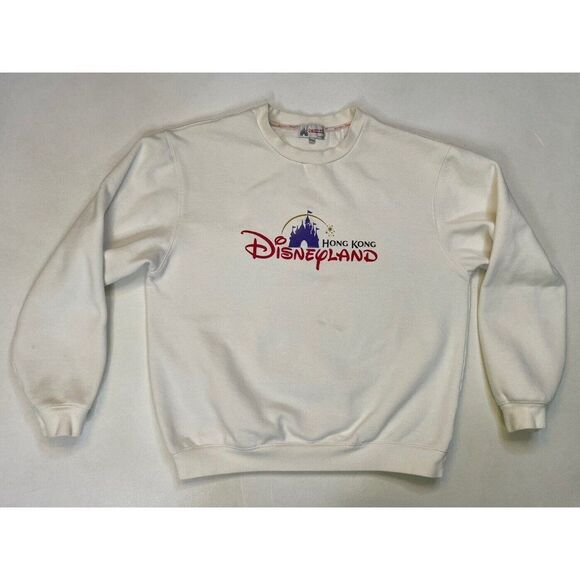 Disneyland Hong Kong Crewneck Sweatshirt Women Large White - Picture 1 of 7